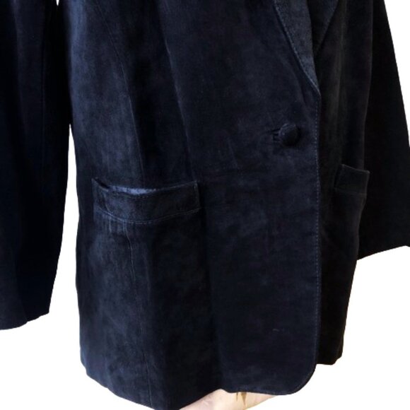 Vintage suede leather paisley beaded collar blazer jacket - Picture 8 of 15